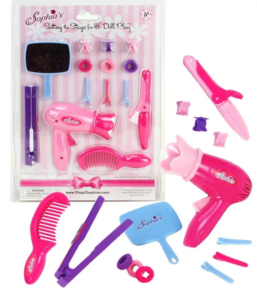 Sophia's 18 Inch Doll Hair Care Set, Pretend Play, 14 Piece Hair Styling Accessories for Dolls - view 7