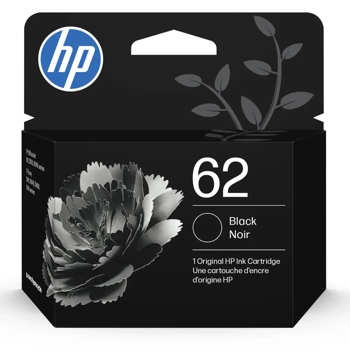 HP 62 Black Ink Cartridge | 200 Pages Yield | Fade-Resistant Documents - main product image