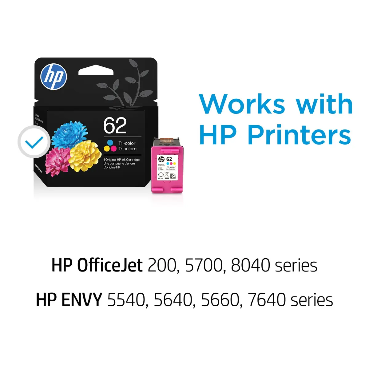 HP 62 Tri-Color Ink Cartridge | 165 Pages Yield | Genuine HP Ink for Envy & OfficeJet Printers - view 3