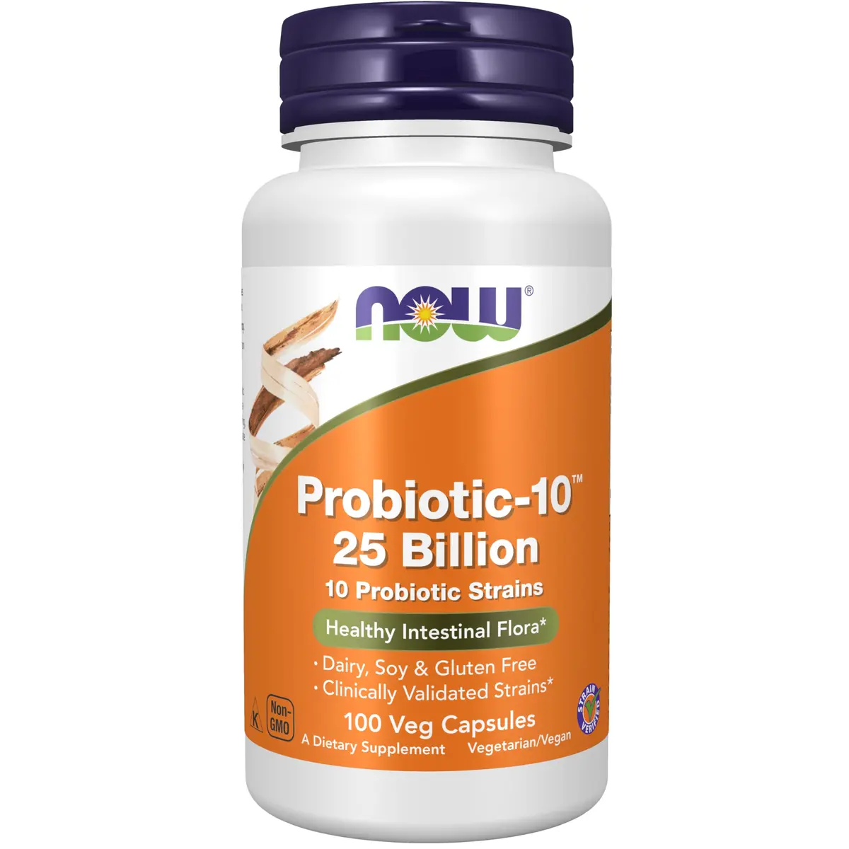 NOW Probiotic-10™ 25 Billion CFU 10 Strains 100 Veg Caps | Clinically Validated Immune Support - main product image
