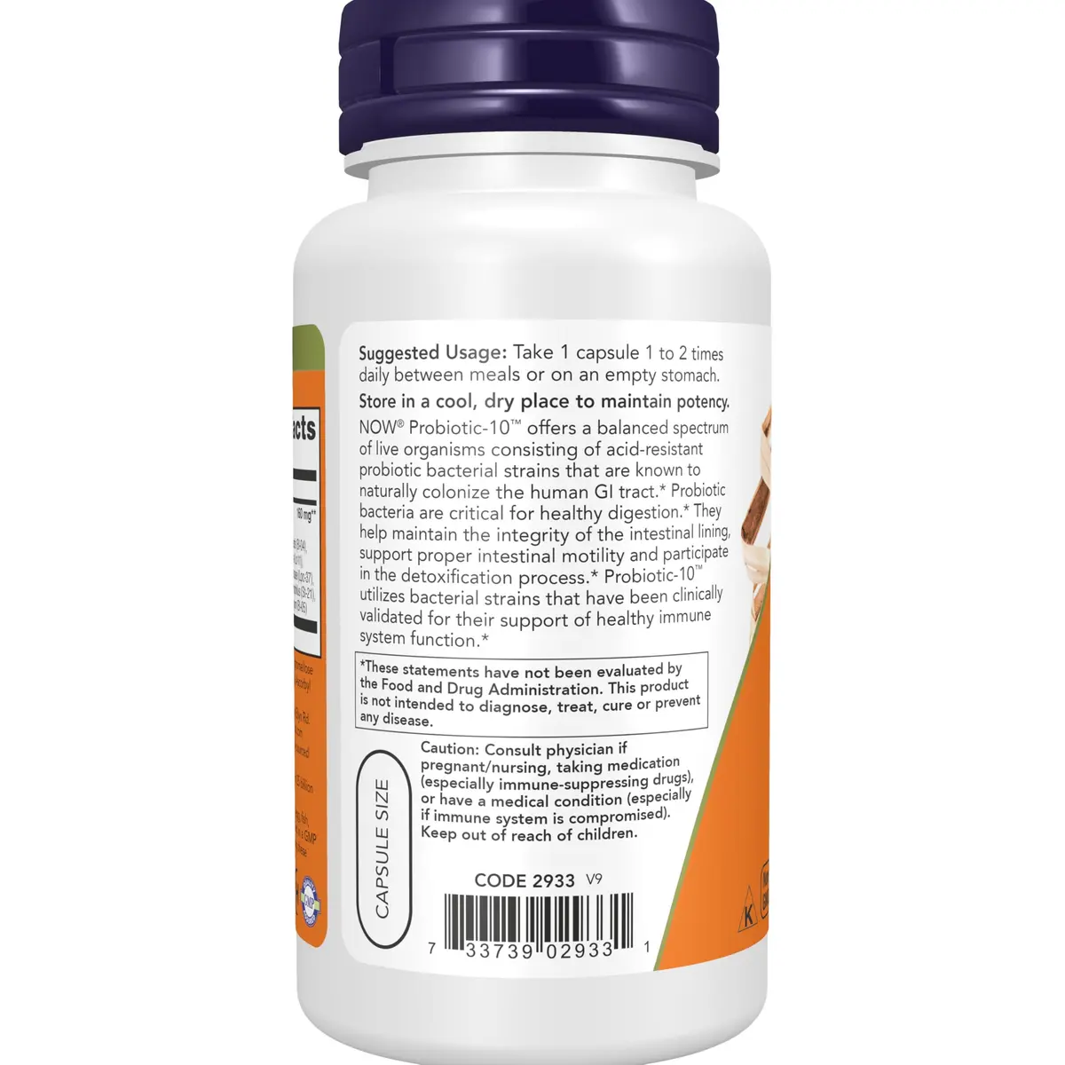 NOW Probiotic-10™ 25 Billion CFU 10 Strains 100 Veg Caps | Clinically Validated Immune Support - view 3