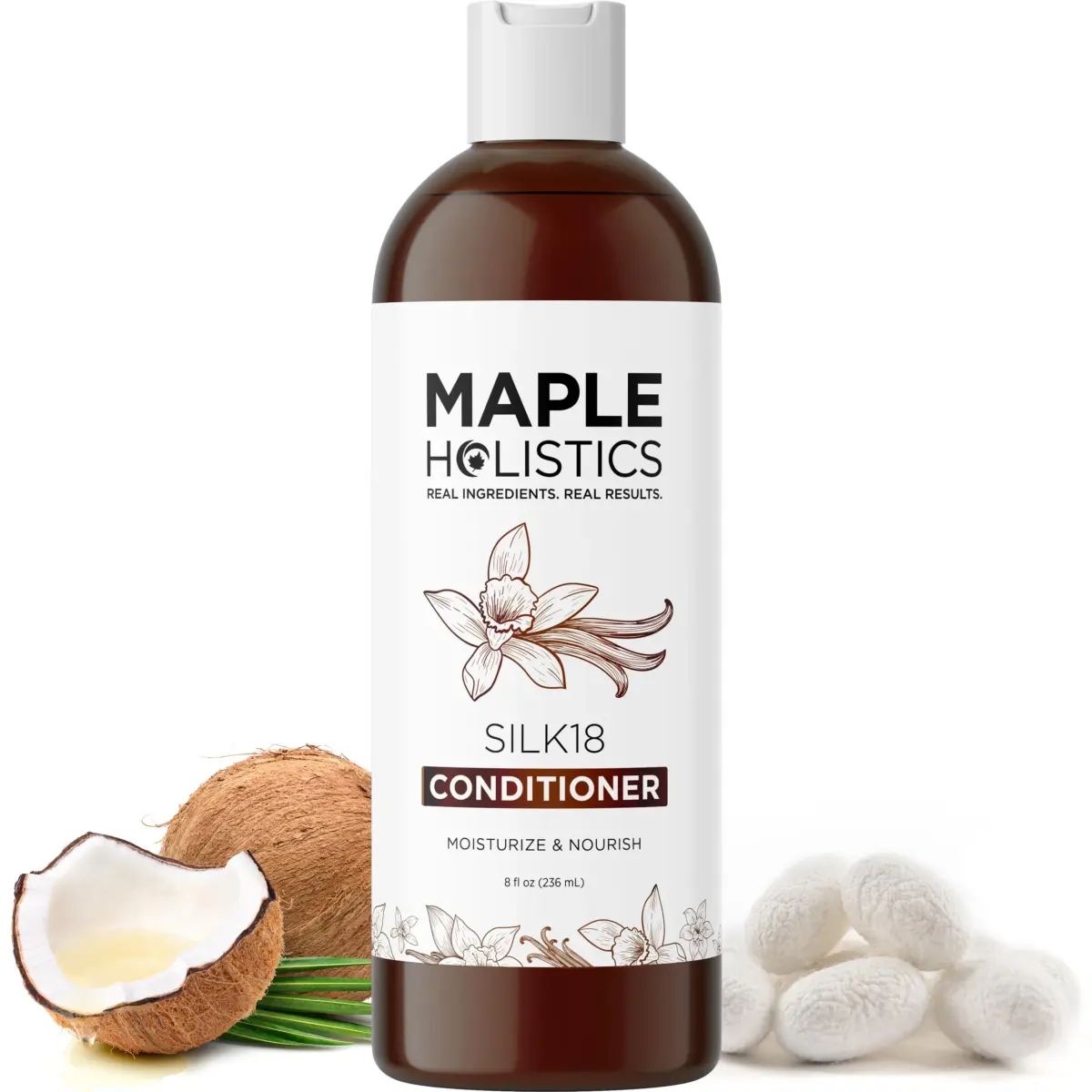 Maple Holistics Silk Protein Conditioner for Damaged Hair – Ultra Moisturizing for Dry Hair, 237ml (8 Fl Oz) | Defines Curls & Controls Frizz - main product image