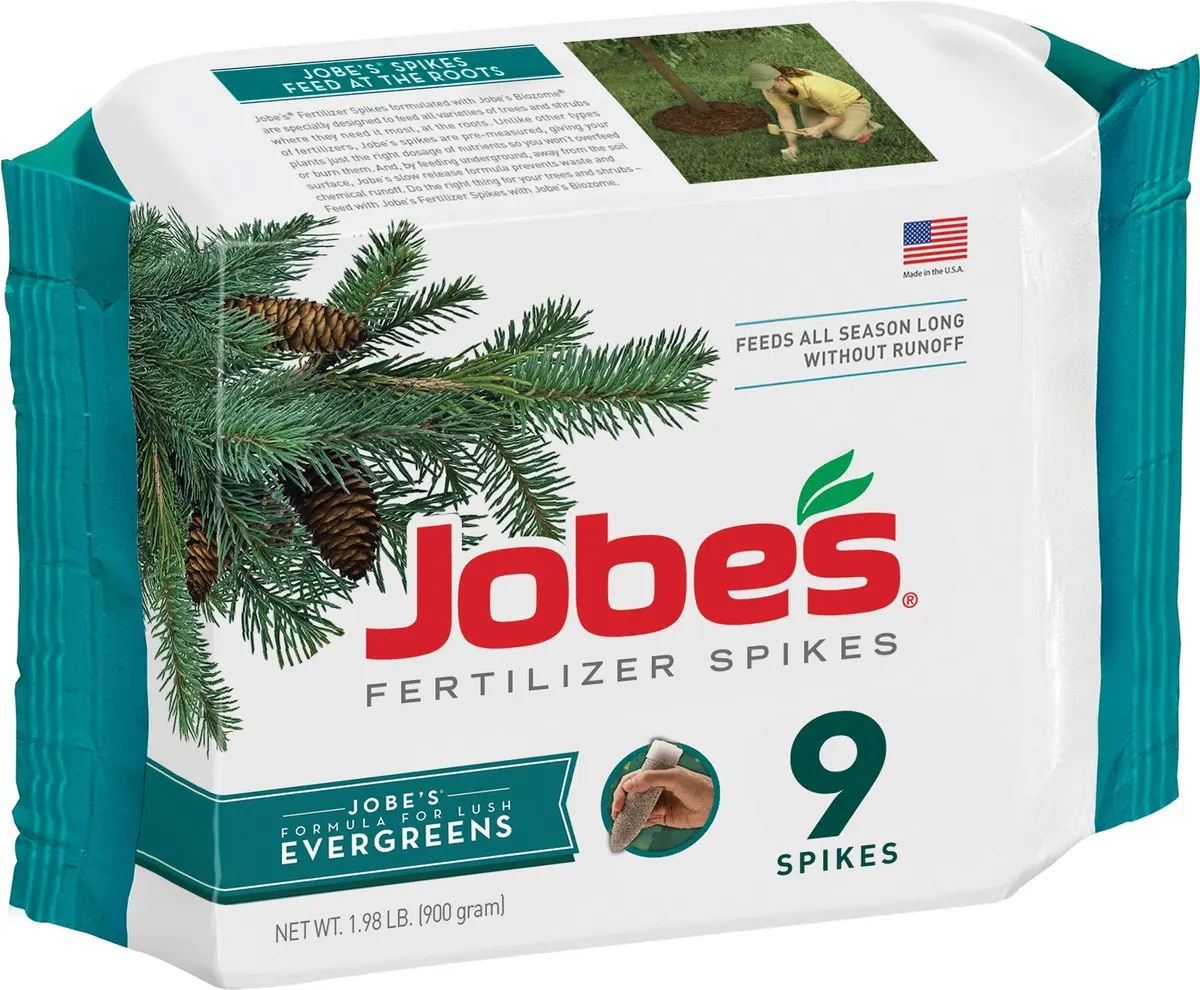Jobe's Organics Evergreen Fertilizer Spikes | Organic Tree & Shrub Feed, 9 Count, USA Import - main product image