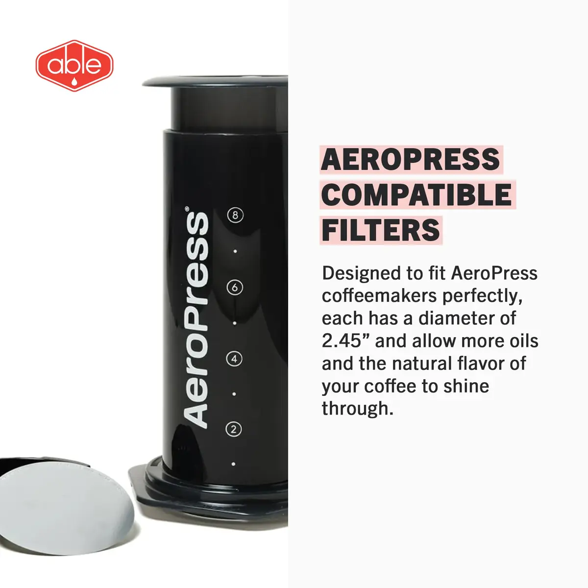 ABLE BREWING EQUIPMENT INC DISK Stainless Steel Coffee Filter 2.45" | AeroPress Compatible, Reusable, 254 & 152 Micron, Pack of 2 - view 6