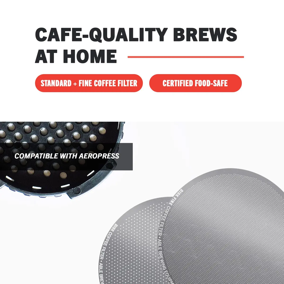 ABLE BREWING EQUIPMENT INC DISK Stainless Steel Coffee Filter 2.45" | AeroPress Compatible, Reusable, 254 & 152 Micron, Pack of 2 - view 2