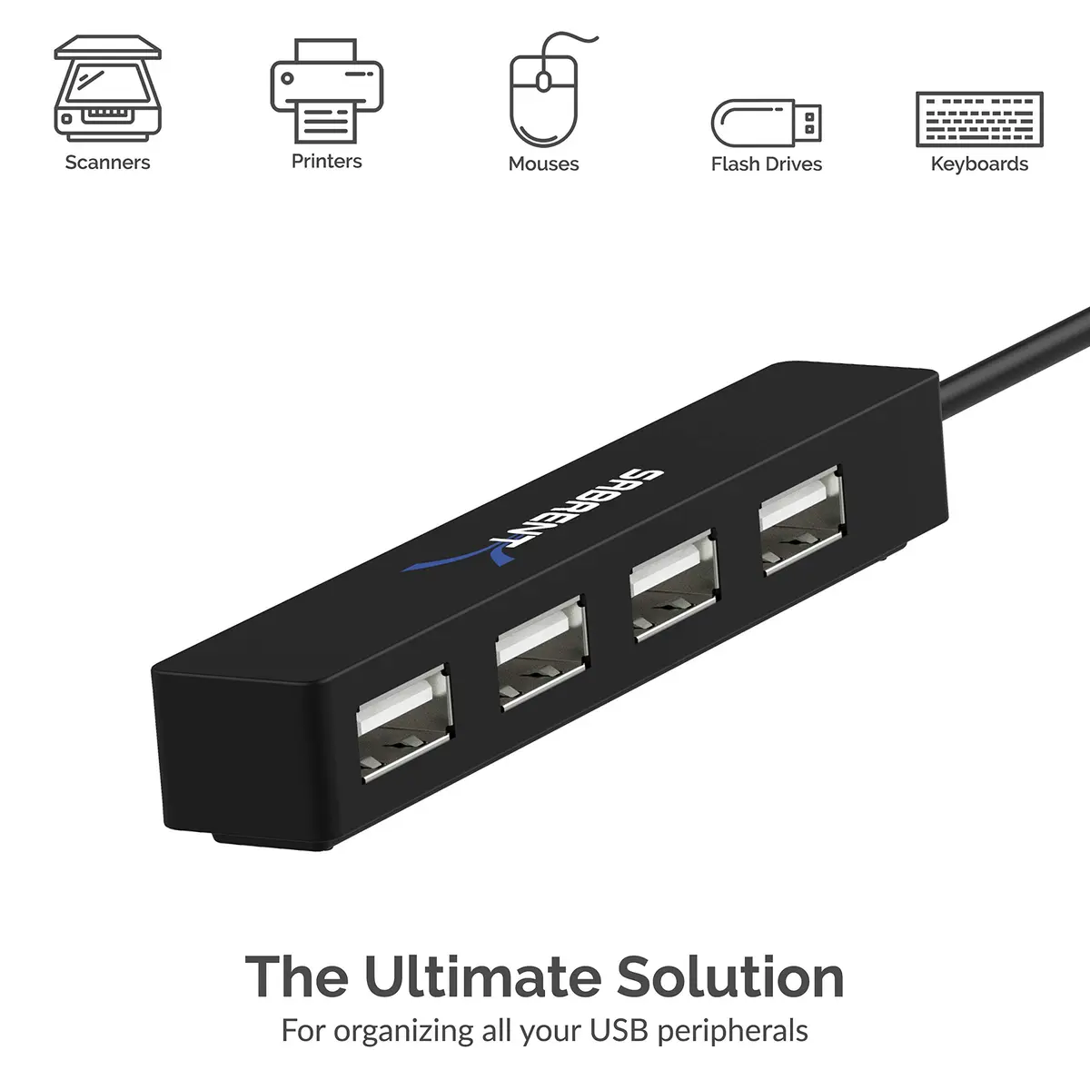 SABRENT 4-Port USB 2.0 Hub for Laptop & Tablet | Expand up to 4 Devices, Full-Speed 480 Mbps, Portable & Compatible with Windows, Mac, Linux - view 5