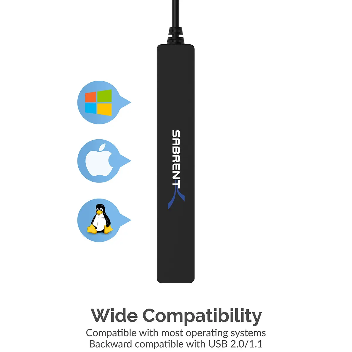 SABRENT 4-Port USB 2.0 Hub for Laptop & Tablet | Expand up to 4 Devices, Full-Speed 480 Mbps, Portable & Compatible with Windows, Mac, Linux - view 4