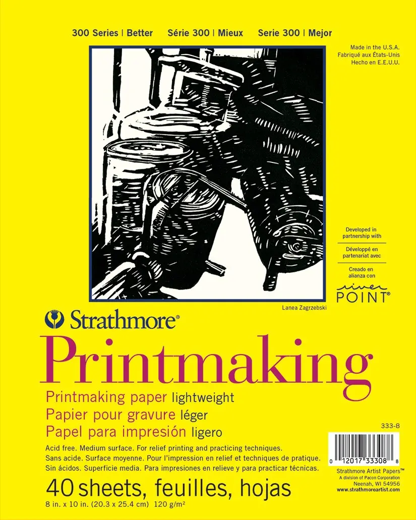 Strathmore 300 Series Printmaking Paper Pad, Glue Bound, 8x10 inches | Artist Paper for Relief & Screen Printing - main product image