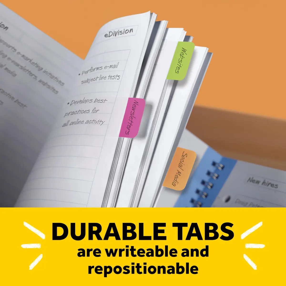 Post-it Sticky Tabs .625 in. x 1.5 in. | Bright Colors for Organizing & Reminders - view 6
