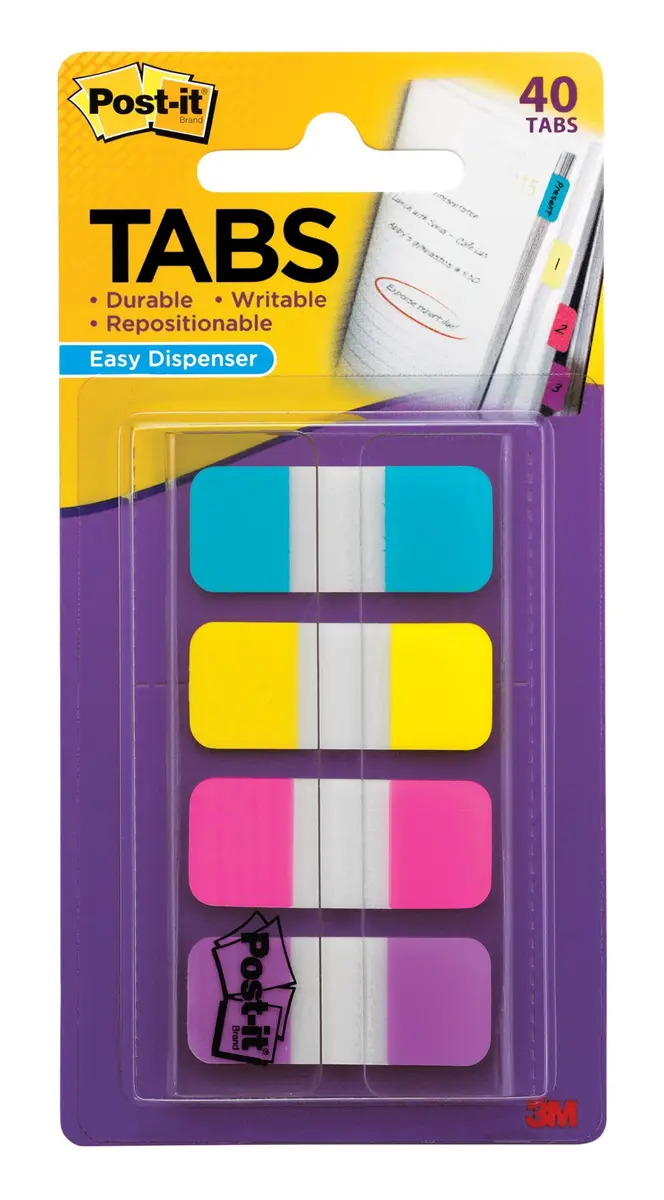 Post-it Sticky Tabs .625 in. x 1.5 in. | Bright Colors for Organizing & Reminders - main product image