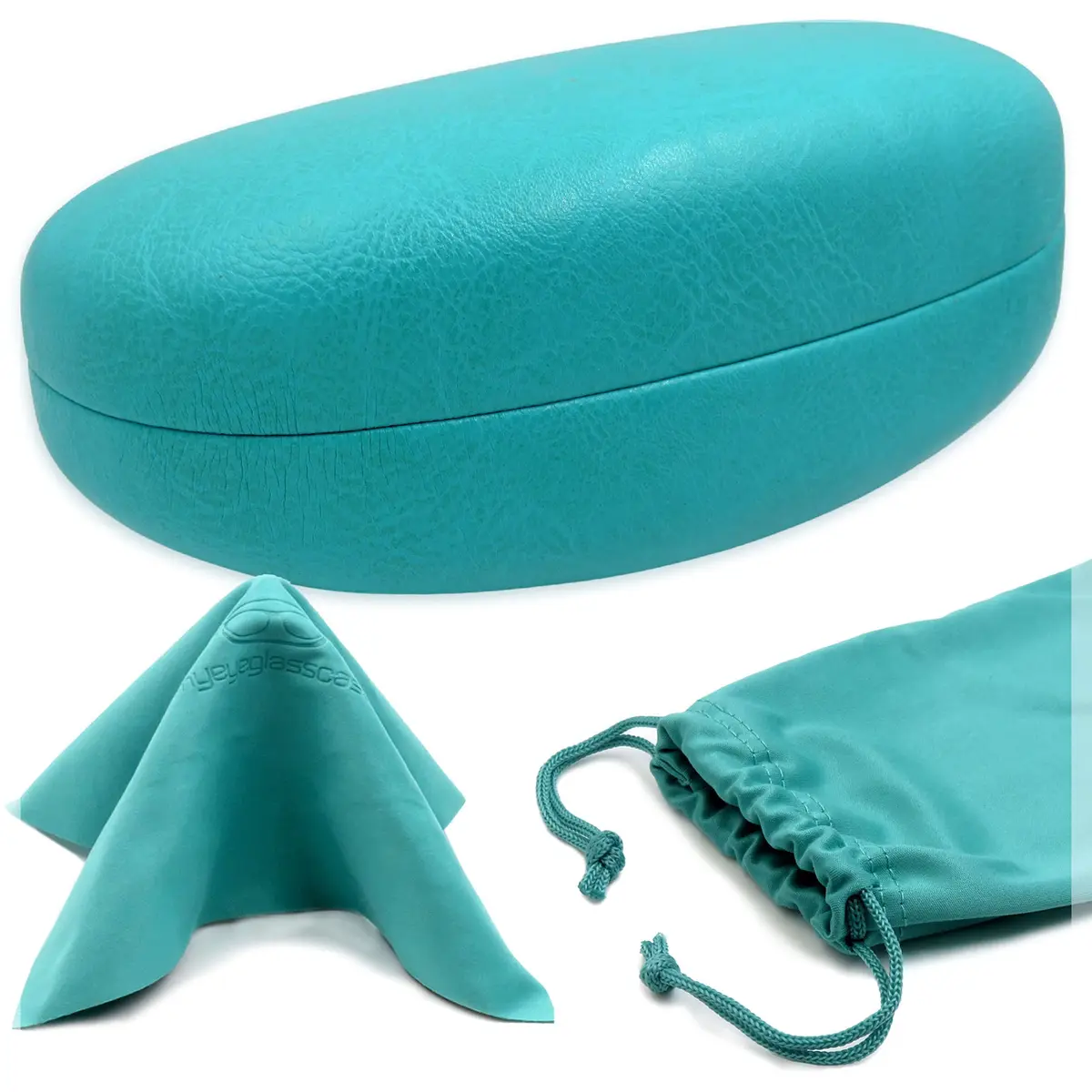 MyEyeglassCase Large Teal Sunglasses Case with Microfiber Cloth | Classic & Protective (70-120 chars) - main product image