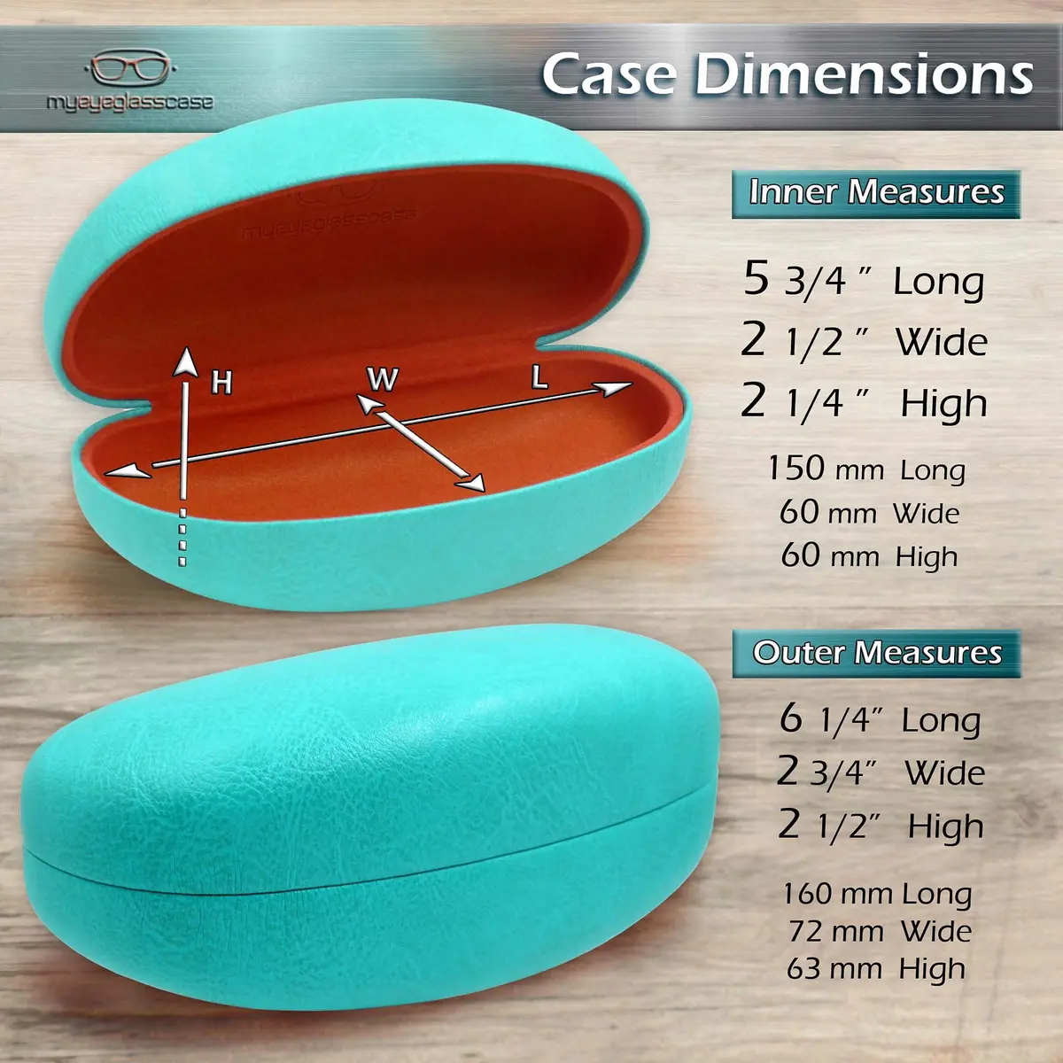 MyEyeglassCase Large Teal Sunglasses Case with Microfiber Cloth | Classic & Protective (70-120 chars) - view 5