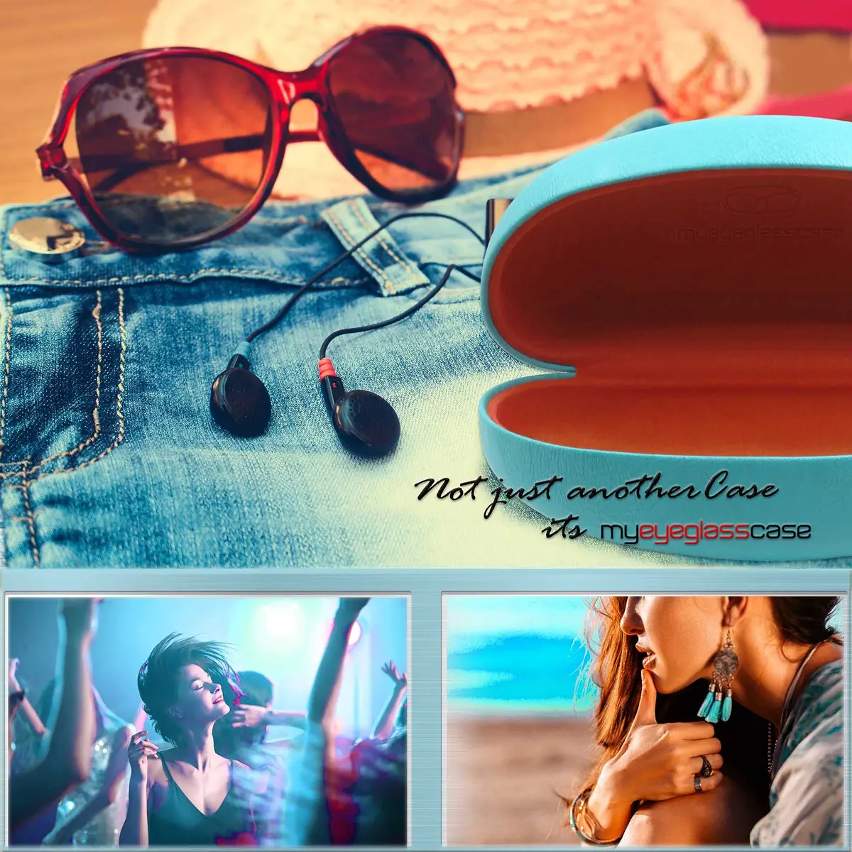 MyEyeglassCase Large Teal Sunglasses Case with Microfiber Cloth | Classic & Protective (70-120 chars) - view 4