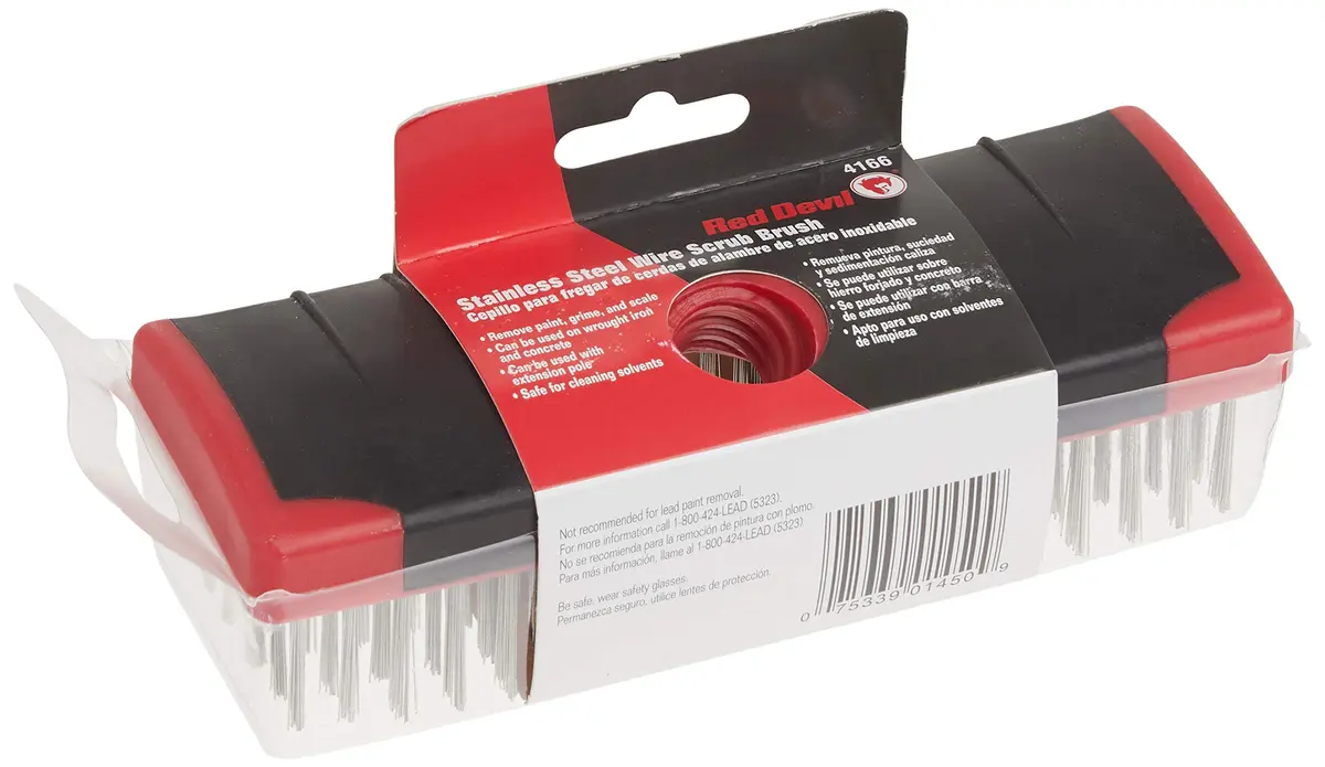 Red Devil 4166 7-Inch Stainless Steel Scrub Brush | Soft Grip, Durable & Solvent-Resistant - view 2