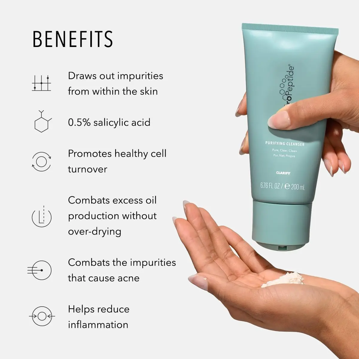 HydroPeptide Purifying Facial Cleanser 6.76 oz | Pore-Perfecting & Hydrating - view 3