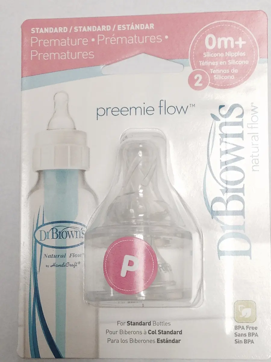 Dr. Brown's Natural Flow Preemie Standard Nipple 4 Count (100g/0.22lb) | Slow Flow for Preemie Babies - view 2