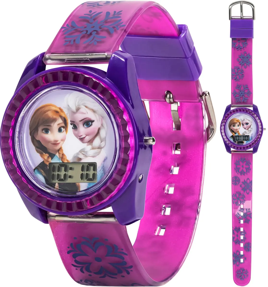 Accutime Disney Frozen Kids Digital Watch – Anna & Elsa LCD Timepiece, Purple Printed Strap, Easy-Read Display, Lightweight & Comfortable (70-120c) - main product image