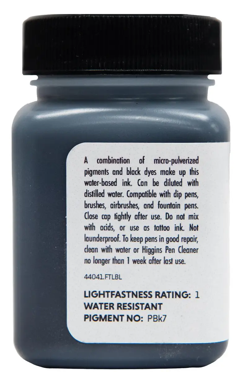 Higgins Black Eternal Ink, 2.5 Oz Bottle | Fast Drying, Matte Sheen, Non-Waterproof - view 3
