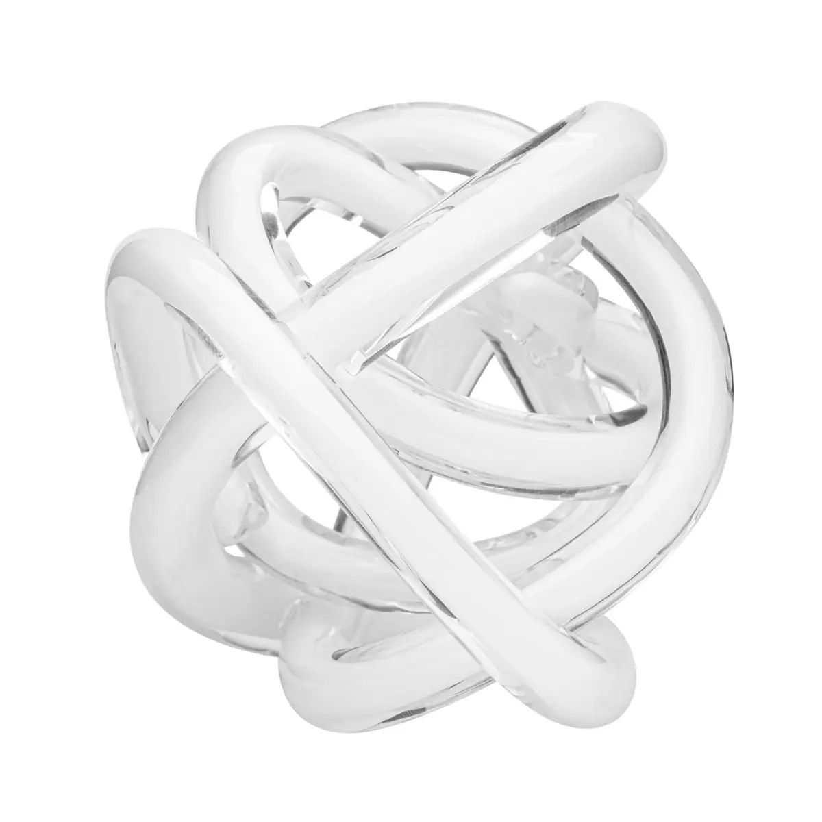 Torre & Tagus Orbit 4.5" Hand Blown White Glass Knot Sculpture, Table Decor | Contemporary Abstract Home Accent - main product image