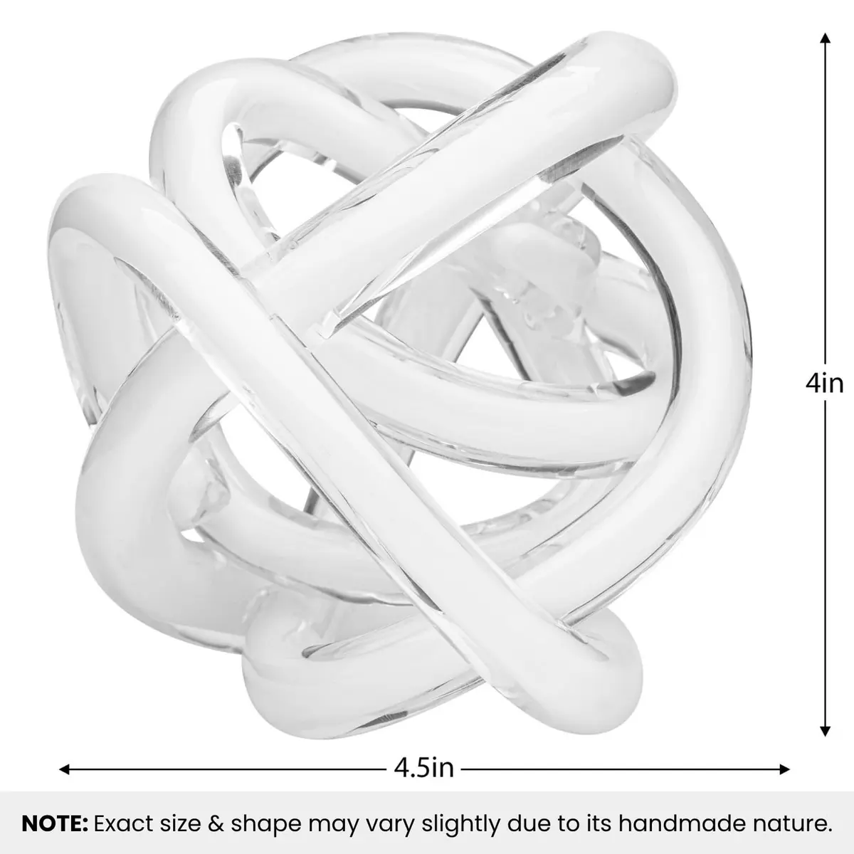 Torre & Tagus Orbit 4.5" Hand Blown White Glass Knot Sculpture, Table Decor | Contemporary Abstract Home Accent - view 3