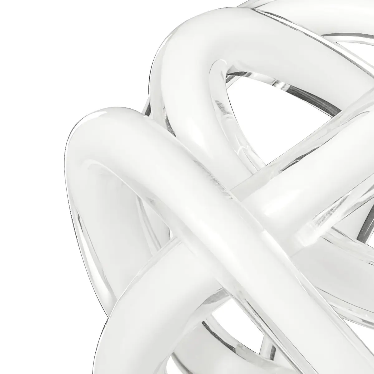 Torre & Tagus Orbit 4.5" Hand Blown White Glass Knot Sculpture, Table Decor | Contemporary Abstract Home Accent - view 4
