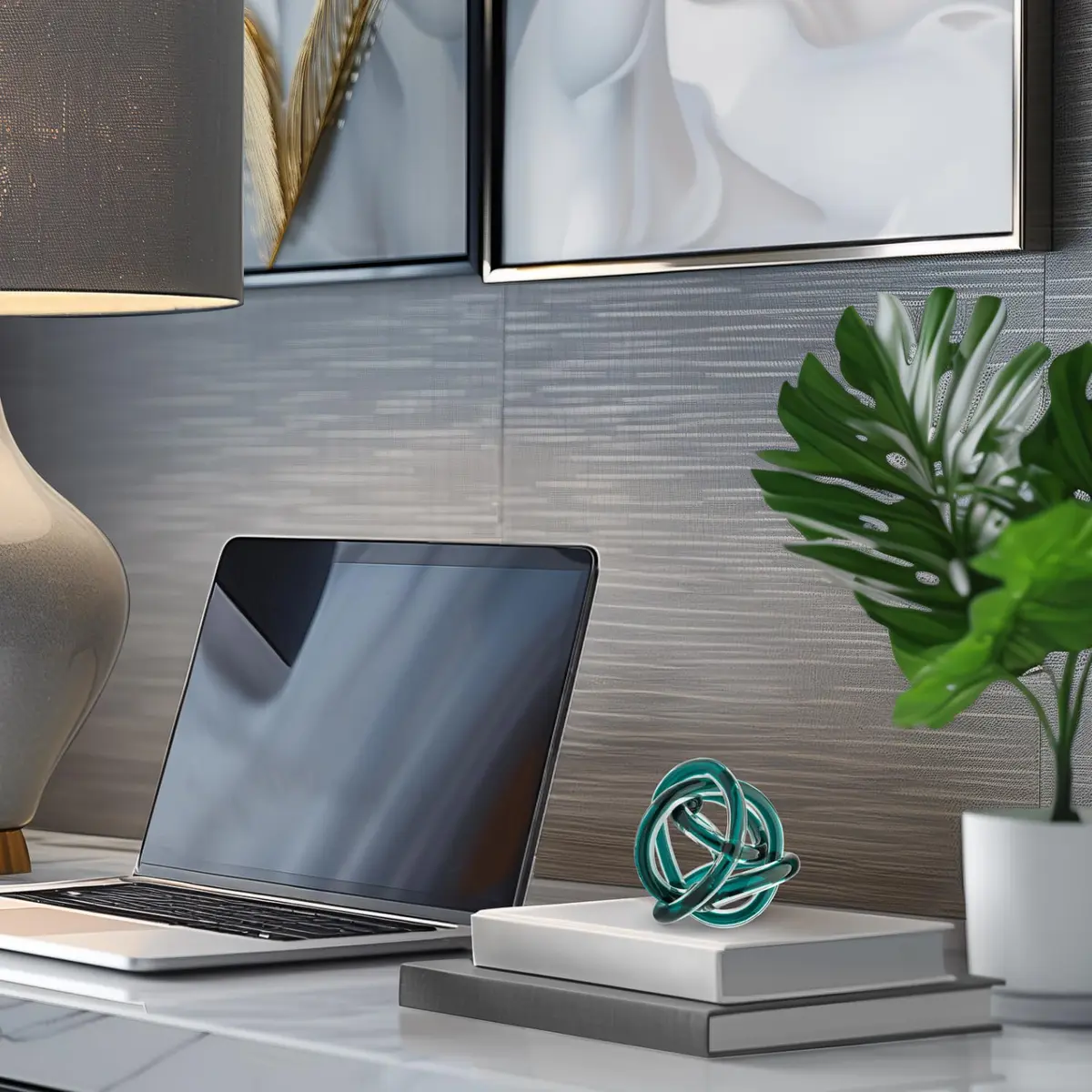 Torre & Tagus Orbit Hand Blown Glass Infinity Knot Sculpture - 3 Inch Glass Art Teal Knot Decor Ball for Home Decor, Small Centerpiece Table Decoration for Home Interior - view 8