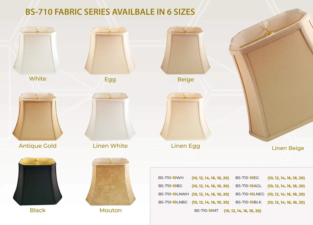 Royal Designs DBS-710-11EG Rectangle Lamp Shade Eggshell | Classic Handcrafted Silk - view 6