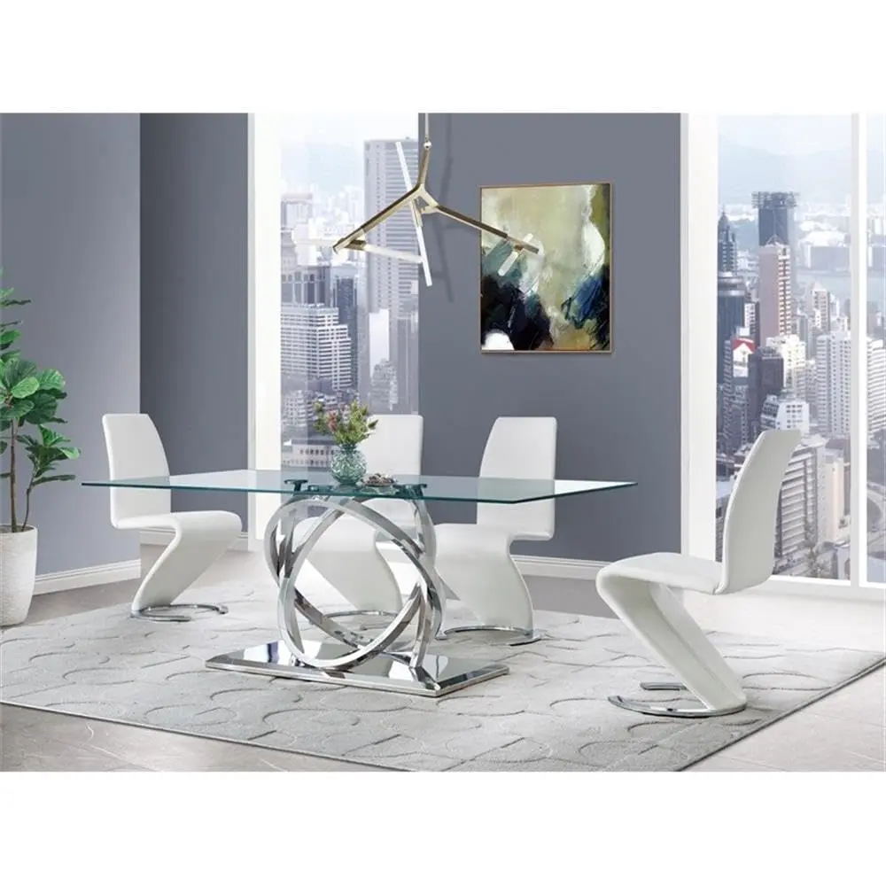 Global Furniture USA Horseshoe Base Dining Chair White | Modern Armless Faux Leather Seat (18"W x 18"D, 20"H) - view 5