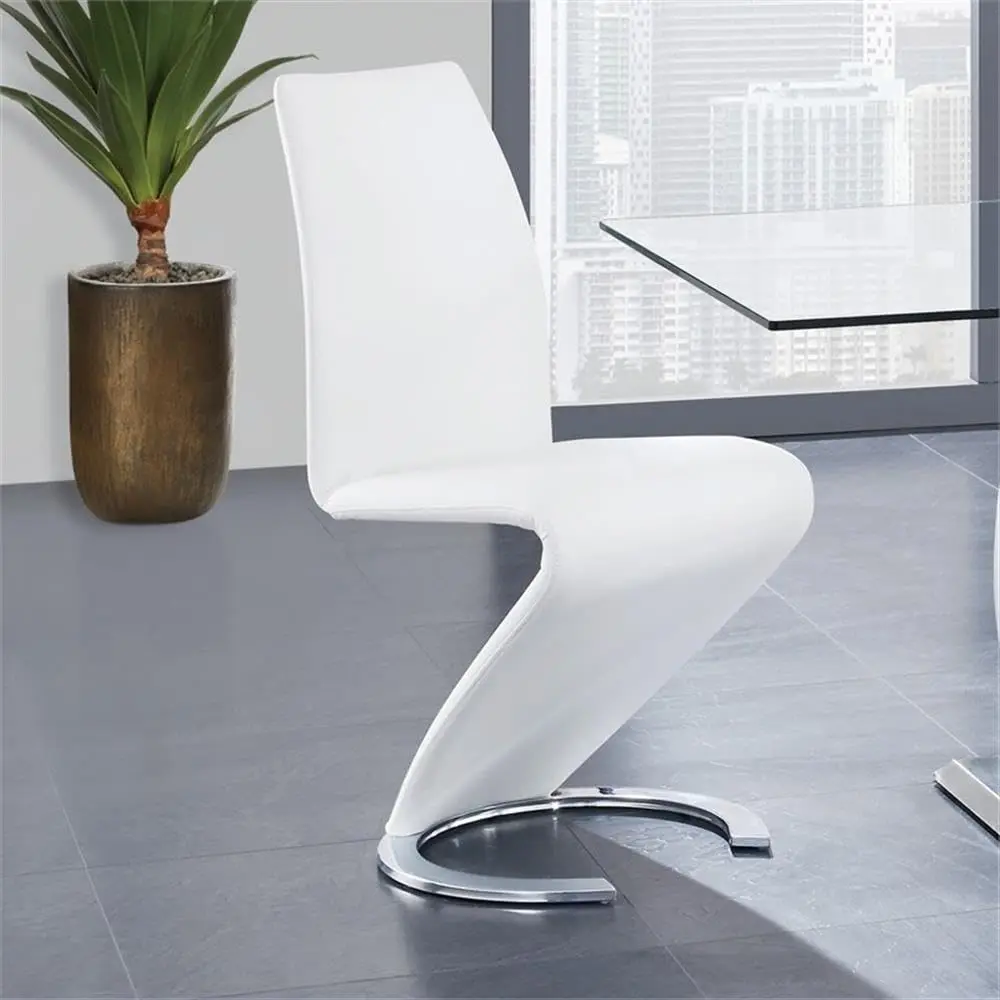 Global Furniture USA Horseshoe Base Dining Chair White | Modern Armless Faux Leather Seat (18"W x 18"D, 20"H) - view 6