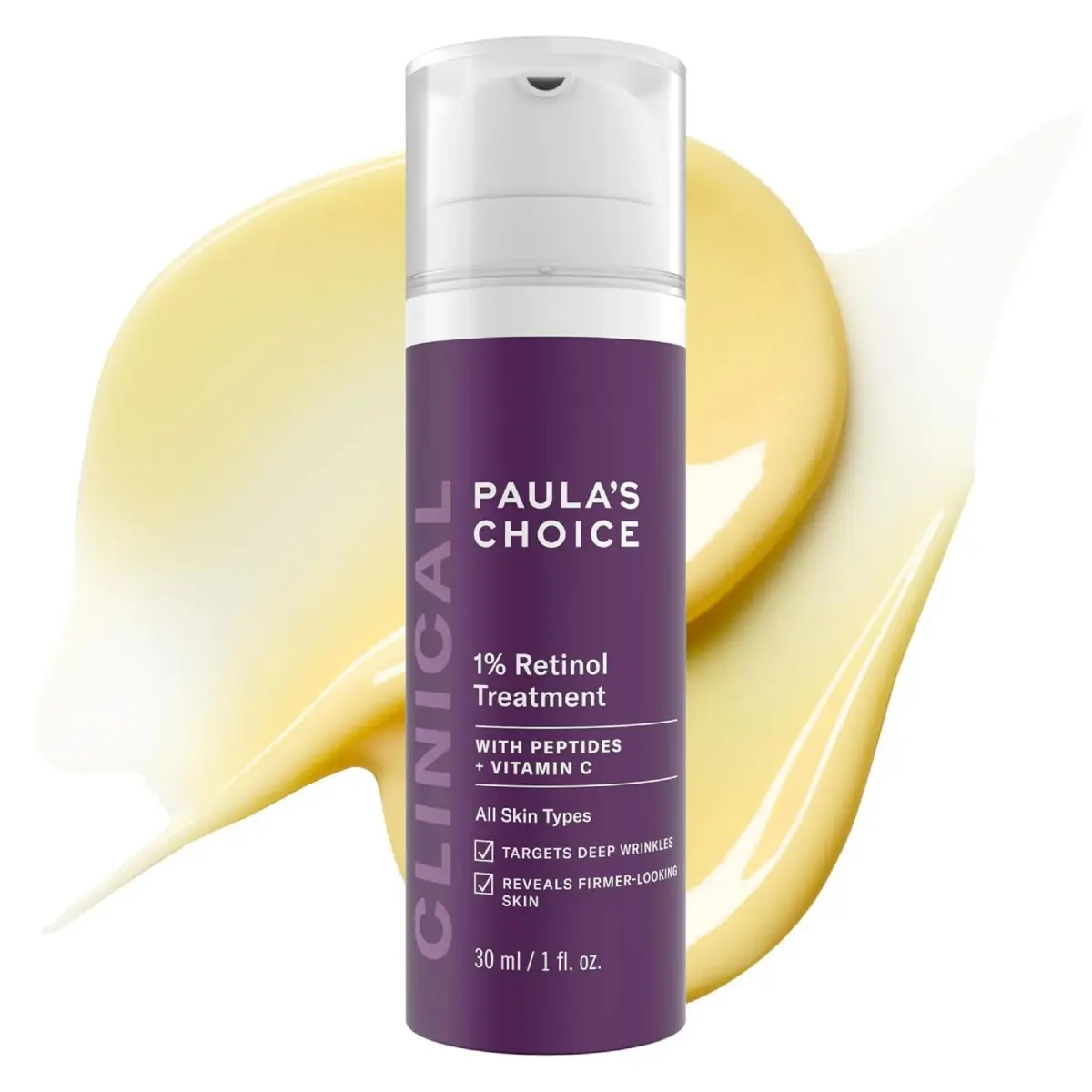 Paula's Choice CLINICAL 1% Retinol Face Treatment with Peptides & Vitamin C, 28ml (1 Fl Oz) | Advanced Anti-Aging Serum for Wrinkles & Fine Lines - main product image