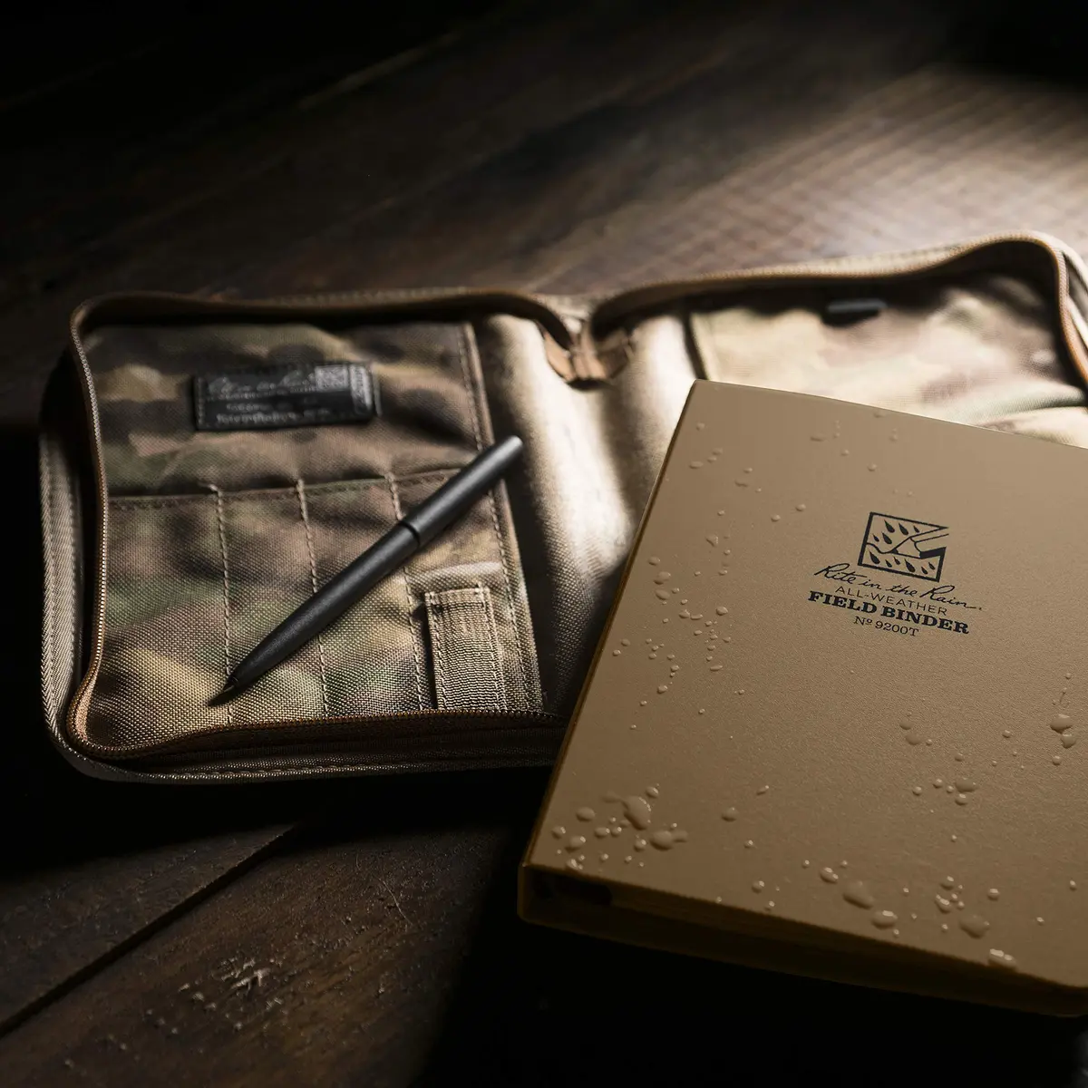 Rite in The Rain Weatherproof Binder Kit: Multicam Cordura® Cover, Tan Binder, 50 Sheets Tan Universal Loose Leaf, Weatherproof Pen (No. 9200M-KIT), 8.88 x 5.75 x 0.63 - view 6