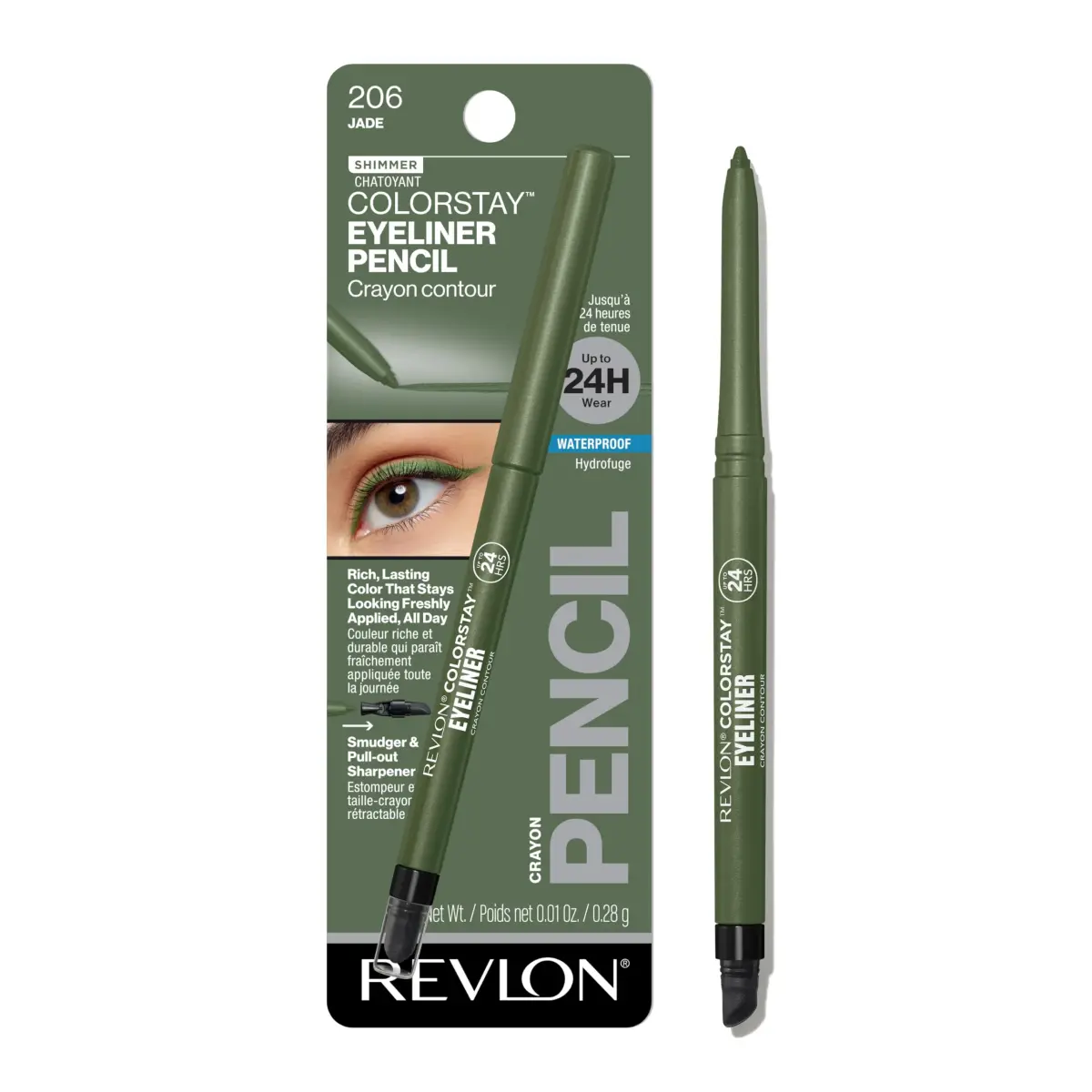 Revlon ColorStay Pencil Waterproof Eyeliner, Jade, 0.01 oz (0.28 g) | Ophthalmologist Tested for All Skin Types - main product image