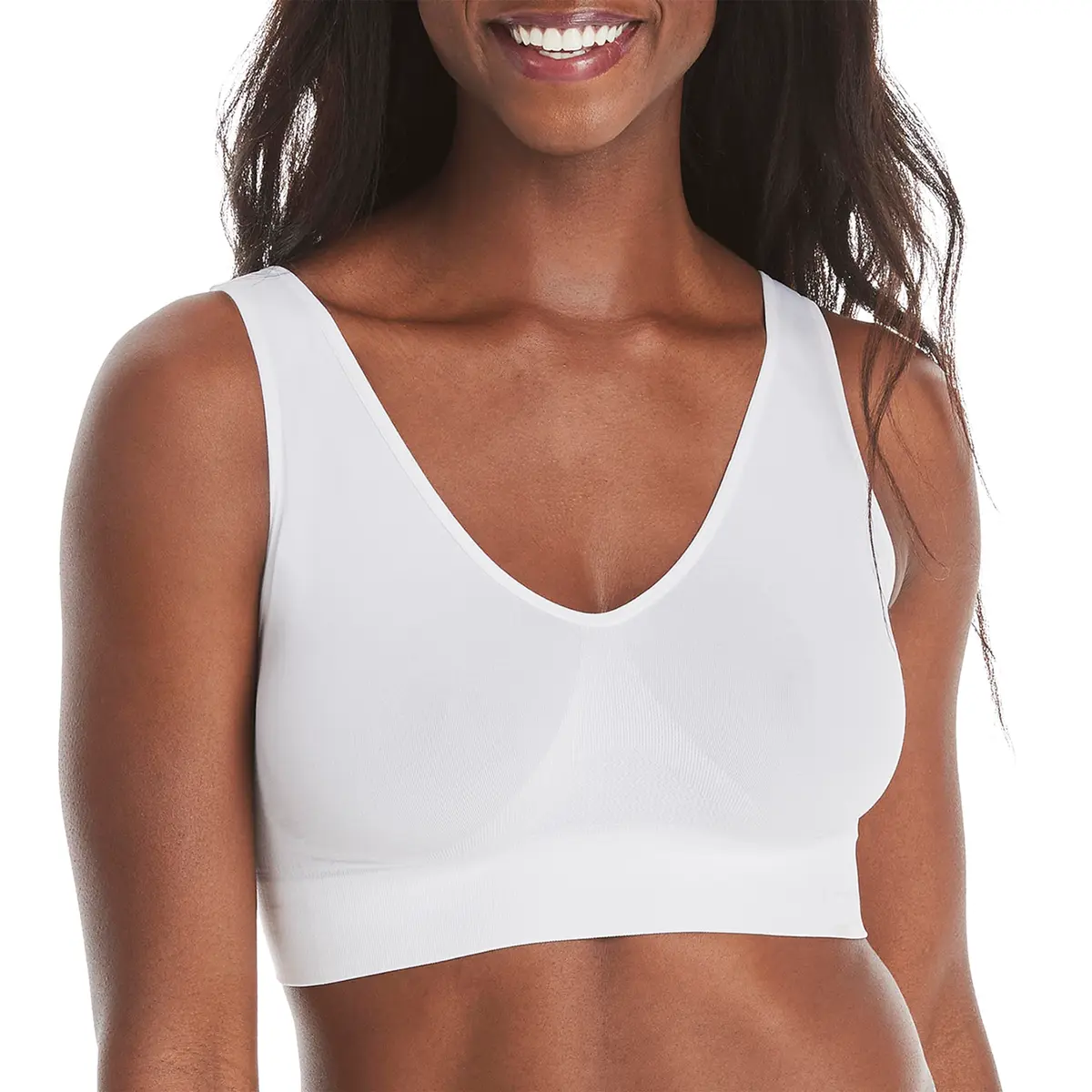 Hanes Womens Get Cozy Pullover Comfortflex Fit Wirefree Bra, White, Small US | Seamless, Supportive, All-Day Comfort - main product image