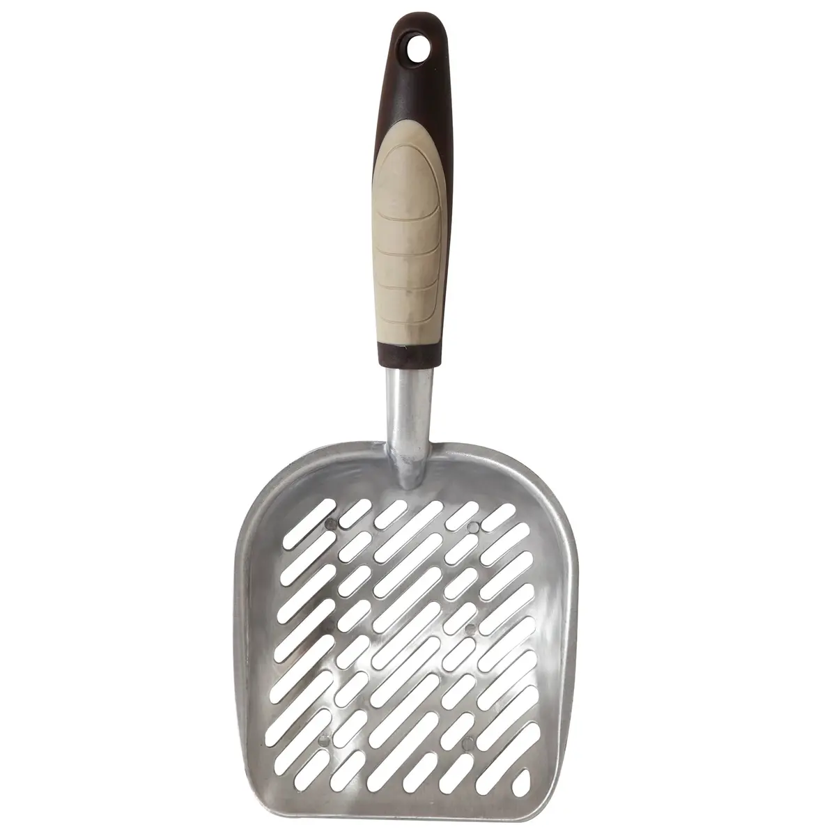 Petmate Metal Litter Scoop with Non-Slip Handle & Deep Shovel, Tan/Brown | Premium Clumping Clay Litter Sifter - view 2