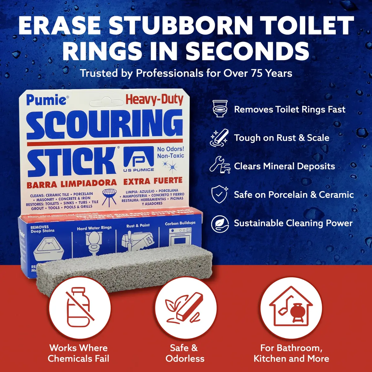 PUMIE Scouring Stick HDW Heavy Duty Extra Strong Pumice Cleaning Bar | Versatile Household & Industrial Use - view 2