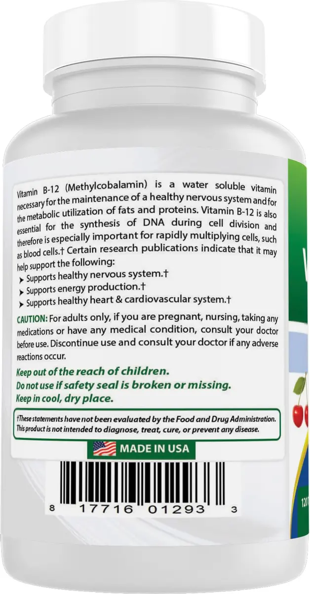 Best Naturals Vitamin B12 6000 mcg 120 Tablets | High-Dose, USA-Imported - view 7