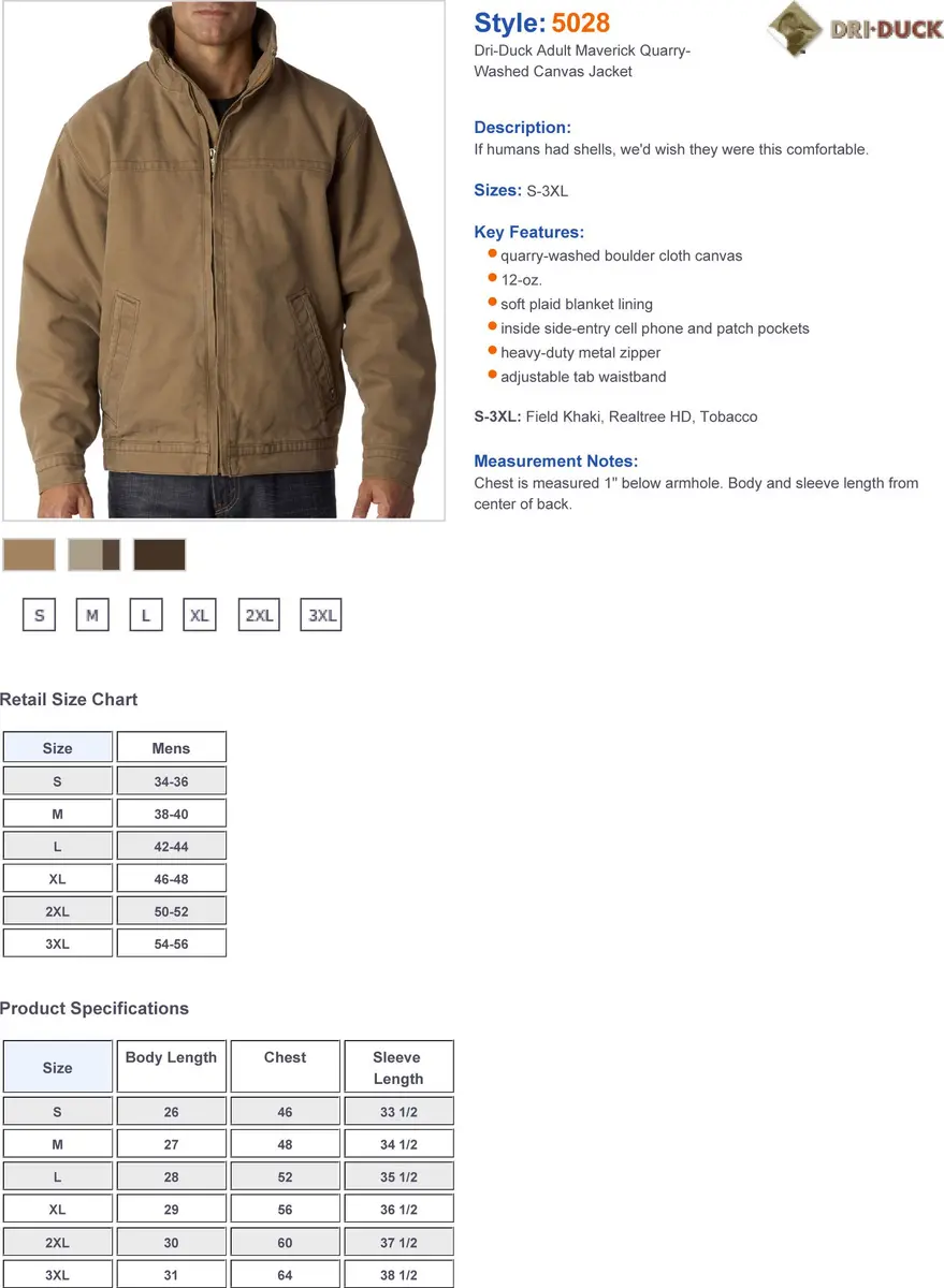 DRI Duck Maverick Men's Cotton Canvas Hoodless Work Jacket 2X-Large | Rugged & Comfortable - view 3