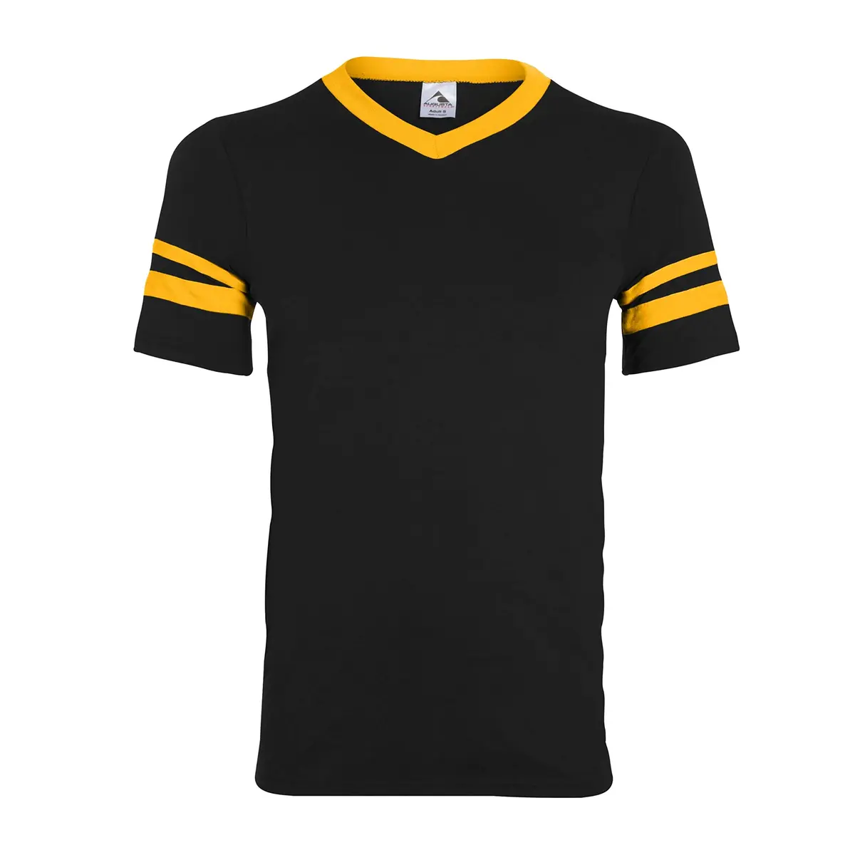 Augusta Sportswear Sleeve Stripe Jersey Small Black/Gold | Contrast Sleeve & Knit V-Neck - view 5
