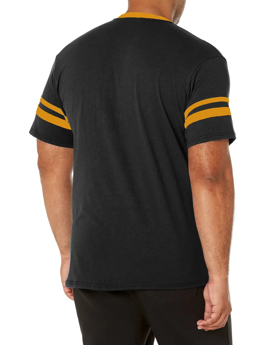 Augusta Sportswear Sleeve Stripe Jersey Small Black/Gold | Contrast Sleeve & Knit V-Neck - view 2