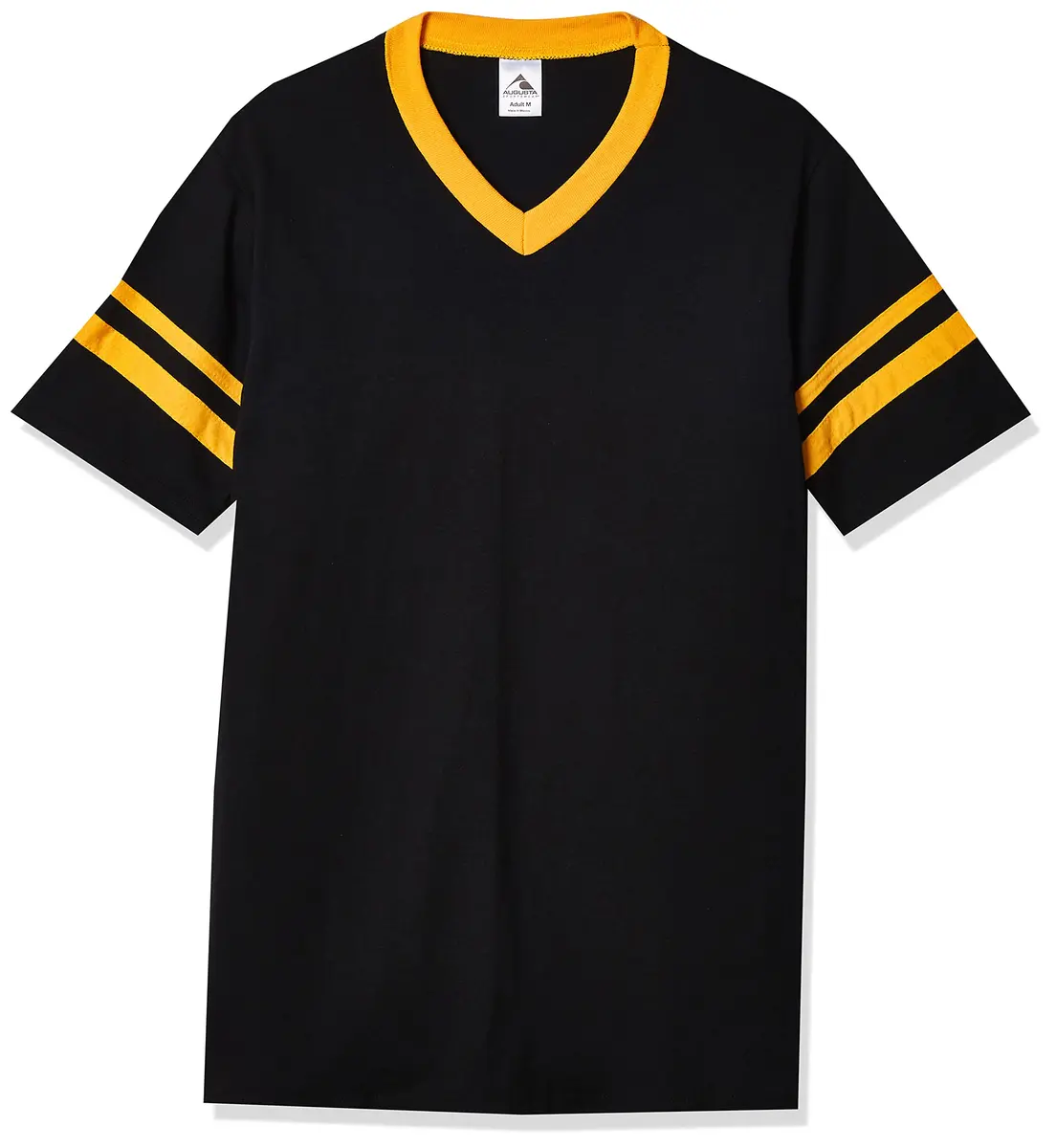 Augusta Sportswear Sleeve Stripe Jersey Small Black/Gold | Contrast Sleeve & Knit V-Neck - view 4