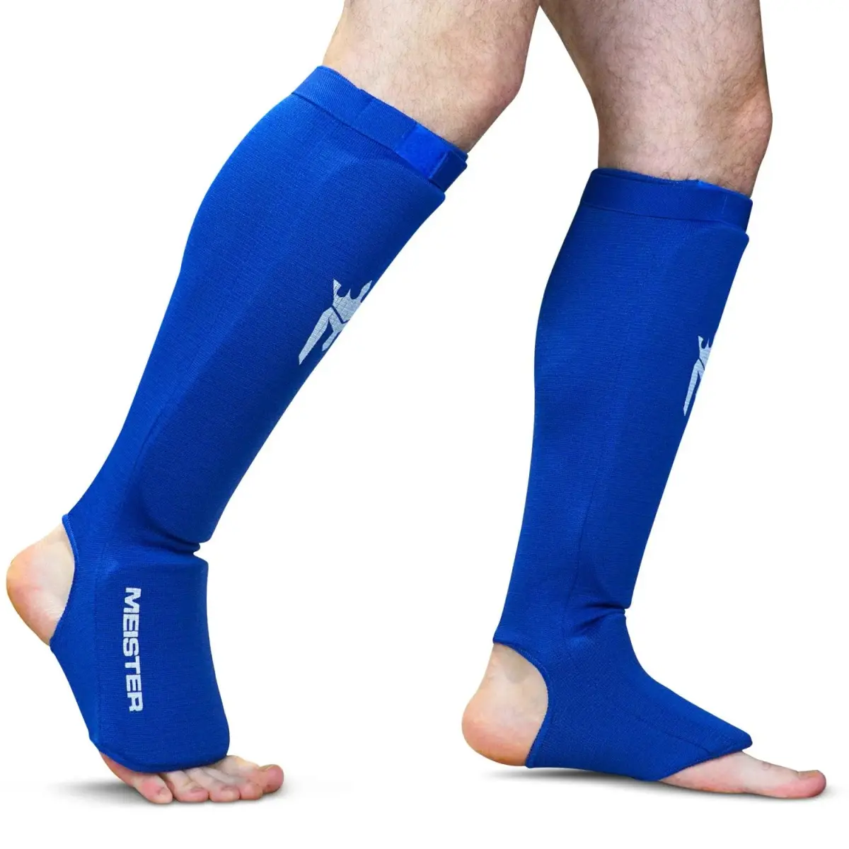 Meister MMA Elastic Cloth Shin & Instep Padded Guards Blue Youth/X-Small (2-Pack) | Impact Protection Gear for Combat Sports - view 2