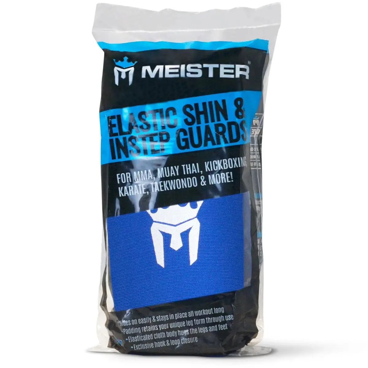 Meister MMA Elastic Cloth Shin & Instep Padded Guards Blue Youth/X-Small (2-Pack) | Impact Protection Gear for Combat Sports - view 4