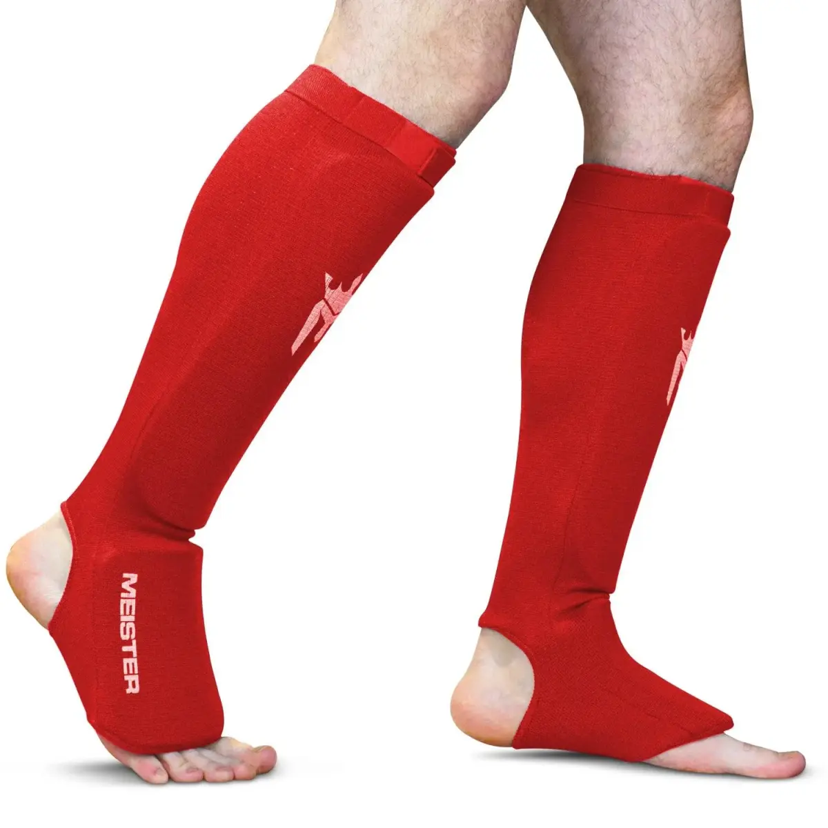 Meister MMA Elastic Cloth Shin & Instep Guards - Red - Large/X-Large - view 2