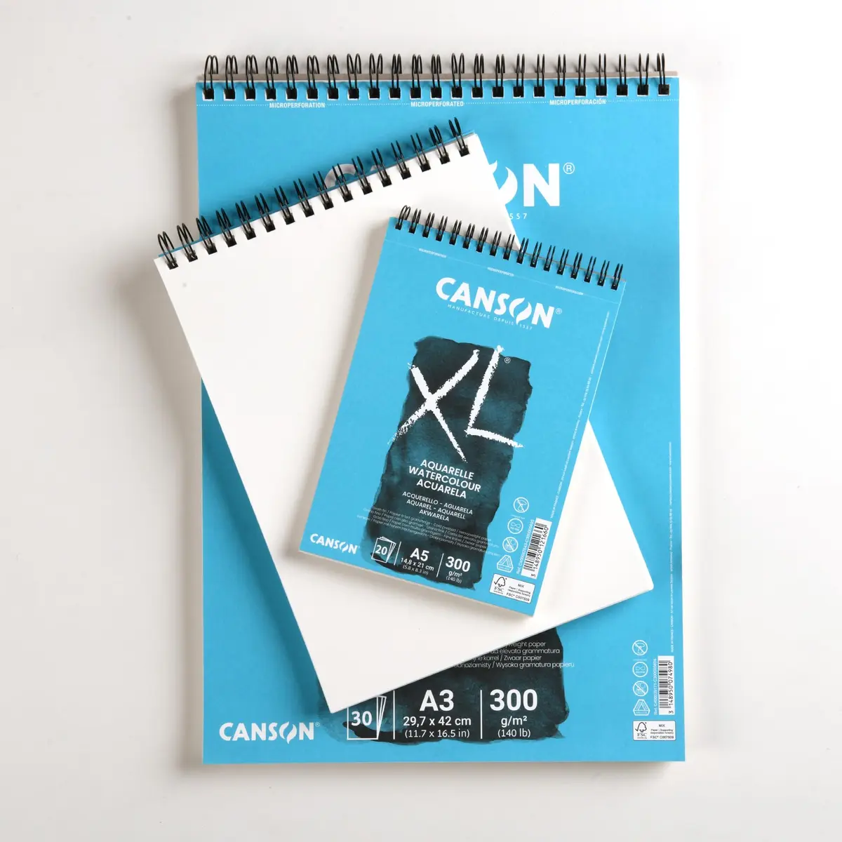 Canson XL Watercolour 300gsm A3 Paper | Acid-Free, Cold Pressed, Bright White Sheets - view 4
