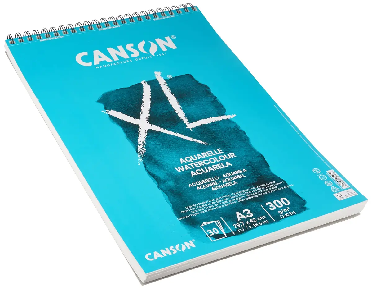 Canson XL Watercolour 300gsm A3 Paper | Acid-Free, Cold Pressed, Bright White Sheets - view 3