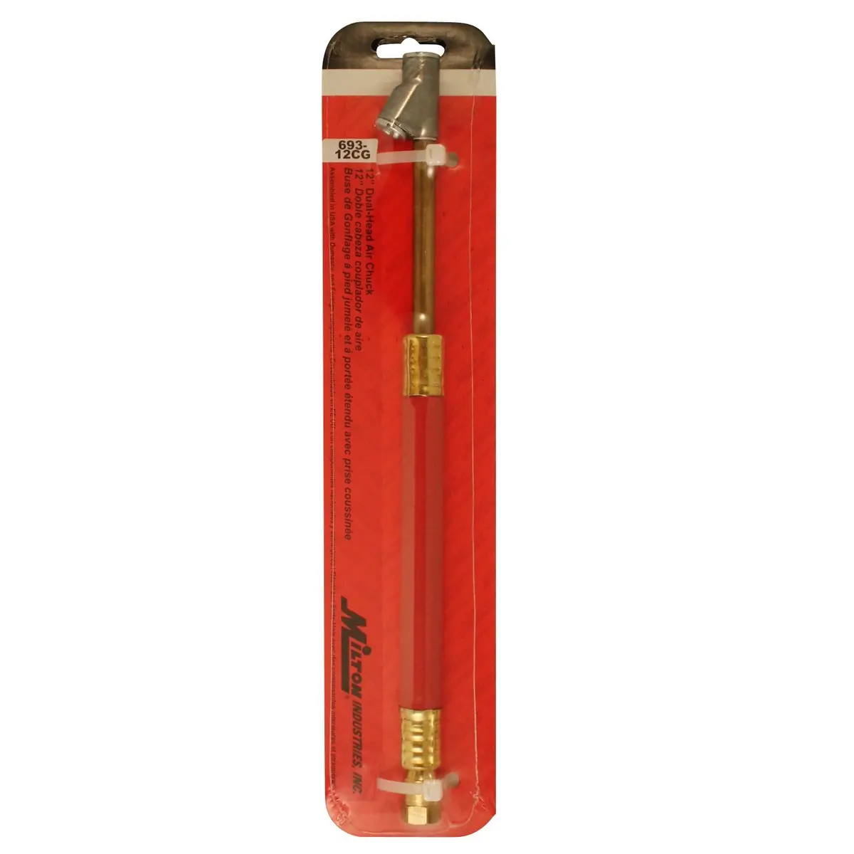 Milton 693-12CG 12" Dual Head Straight Foot Chuck with Cushioned Grip | Brass, 1/4-UNC, USA - view 3