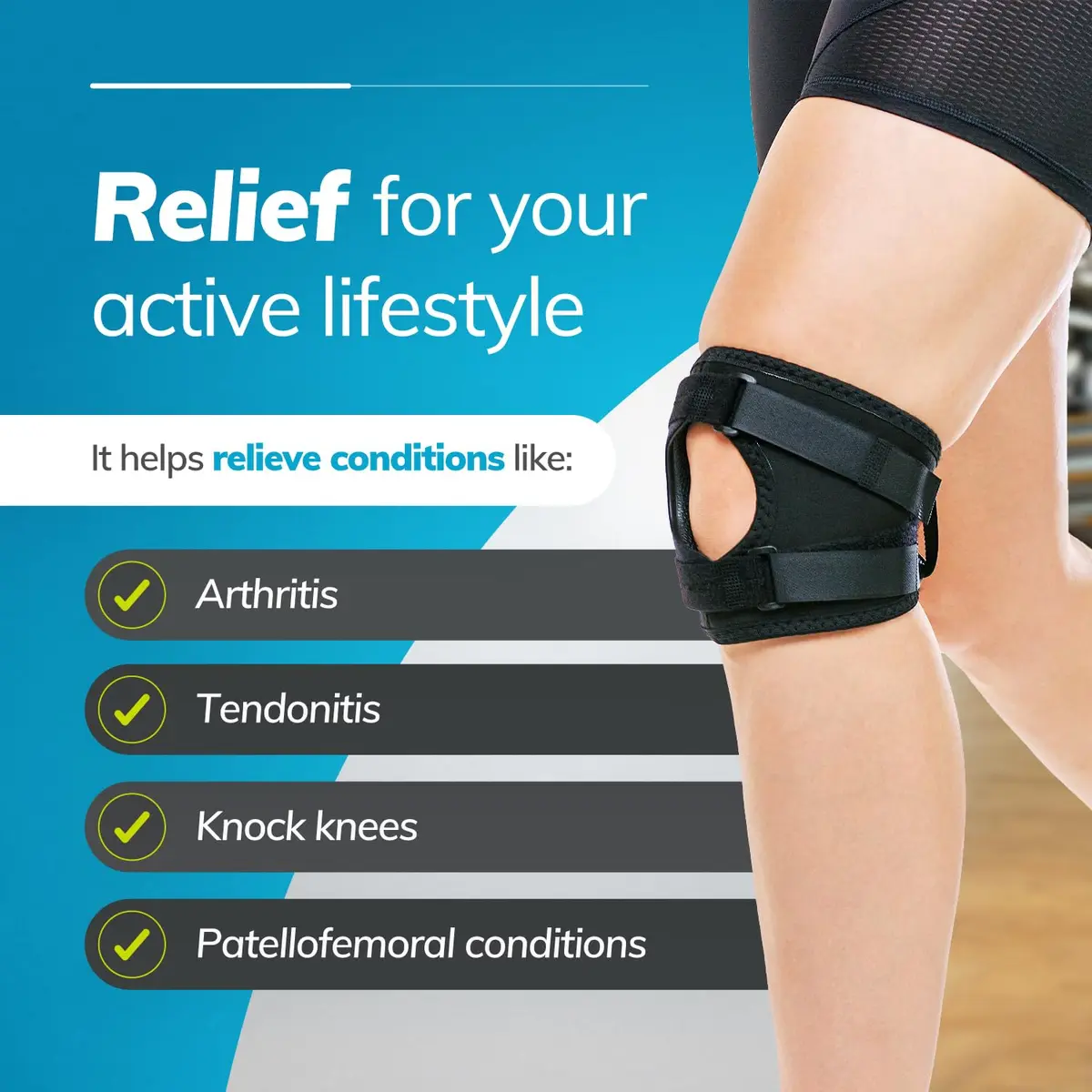 BraceAbility Patella Knee Brace for Women and Men - Patella Stabilizer Brace for Kneecap Dislocation, Patellofemoral Pain, Runners Knee, Tendonitis, ACL Support (Small, Black) - view 5