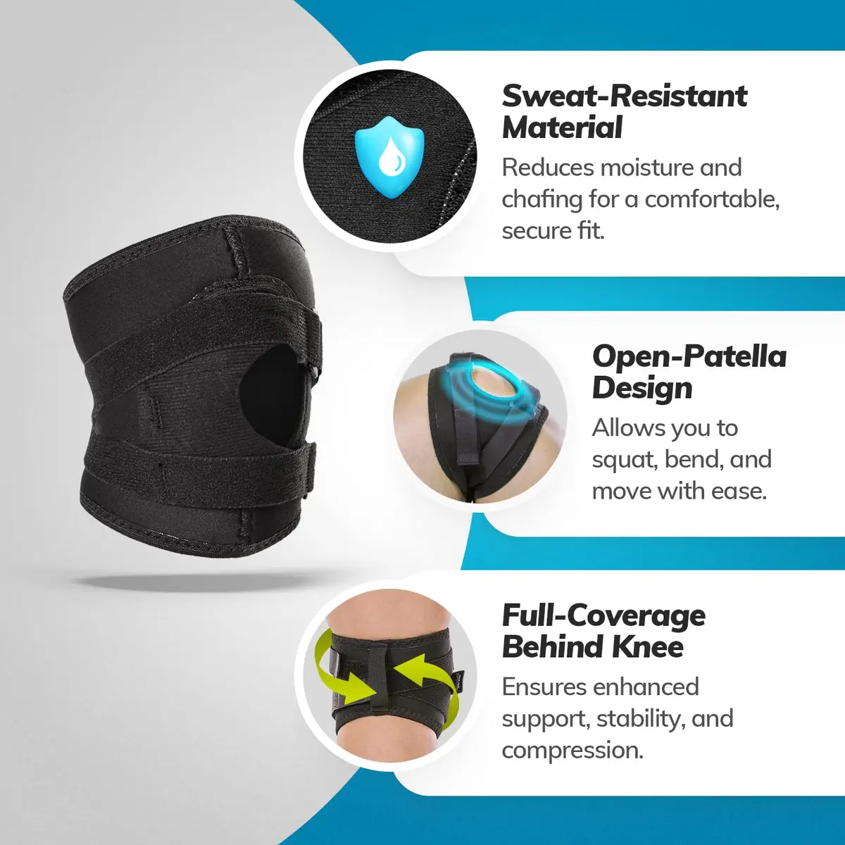BraceAbility Patella Knee Brace for Women and Men - Patella Stabilizer Brace for Kneecap Dislocation, Patellofemoral Pain, Runners Knee, Tendonitis, ACL Support (Small, Black) - view 3