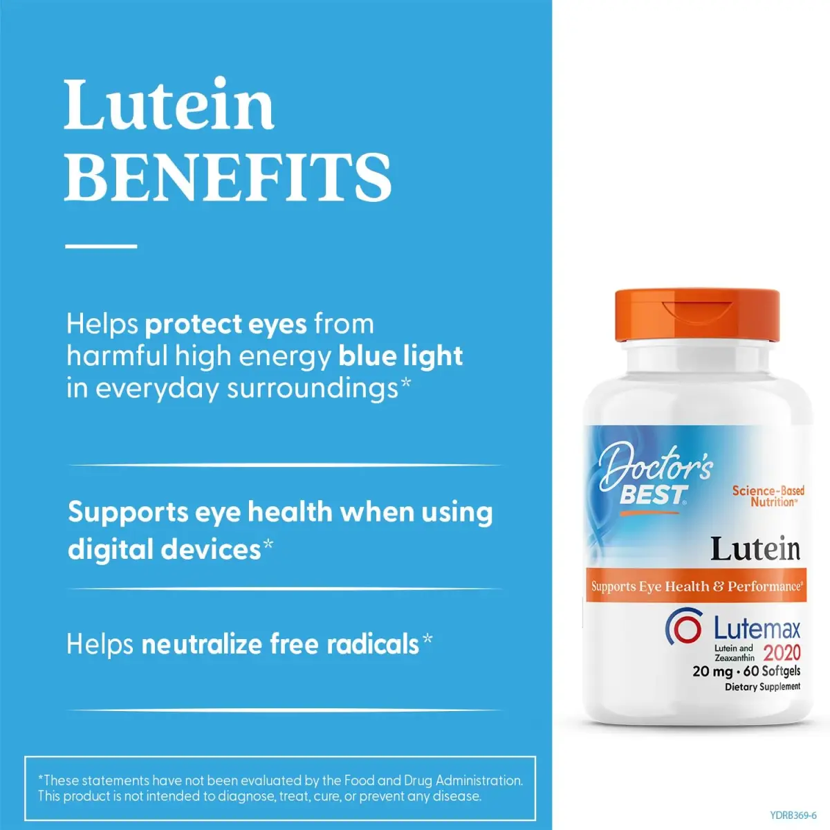Doctor's Best Lutein Supplement 20mg with Zeaxanthin Softgels 60 Count | Eye Health Vitamins for Vision Support - view 2