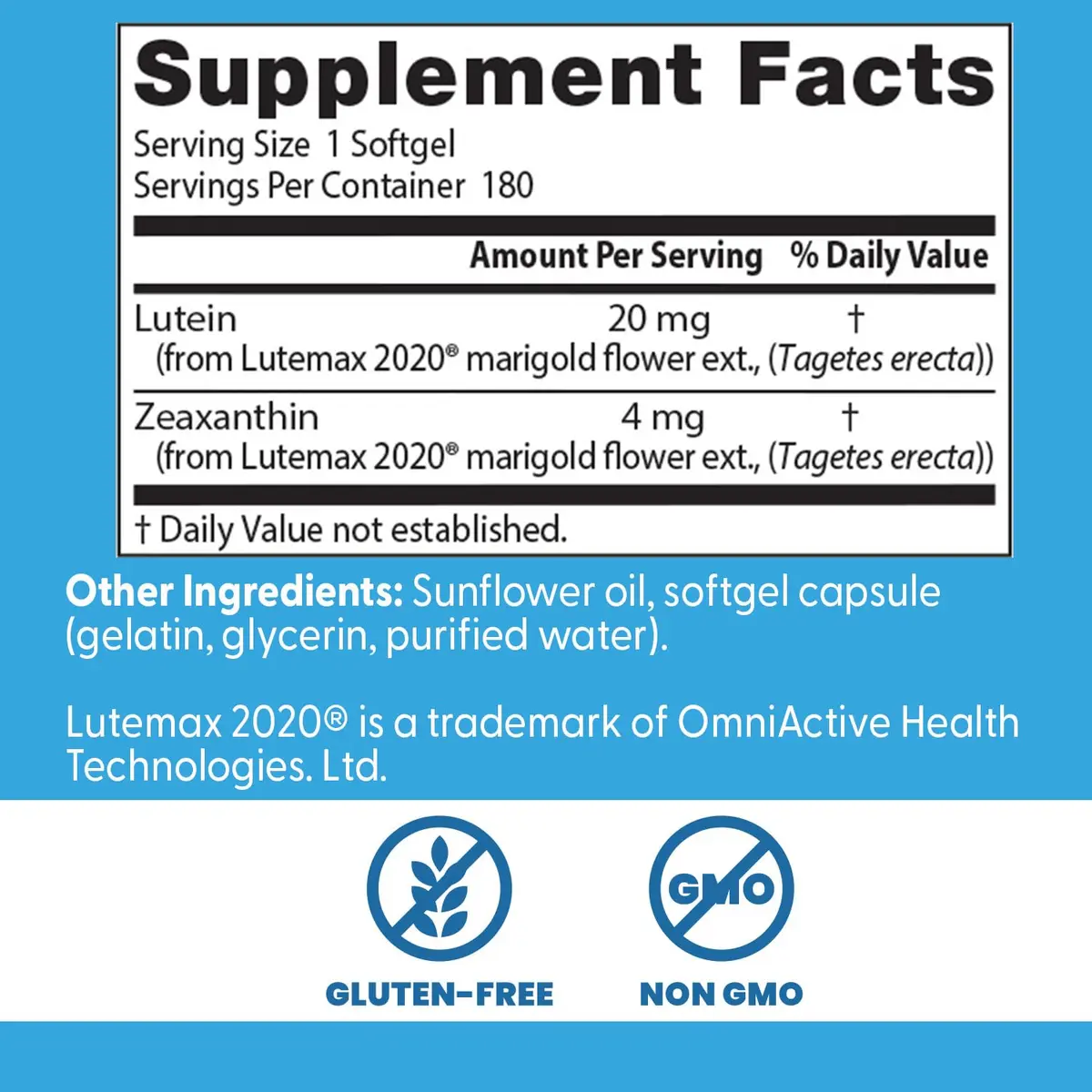 Doctor's Best Lutein Supplement 20mg with Zeaxanthin 180 Softgels | Eye Health Support with Macular Carotenoids - view 3